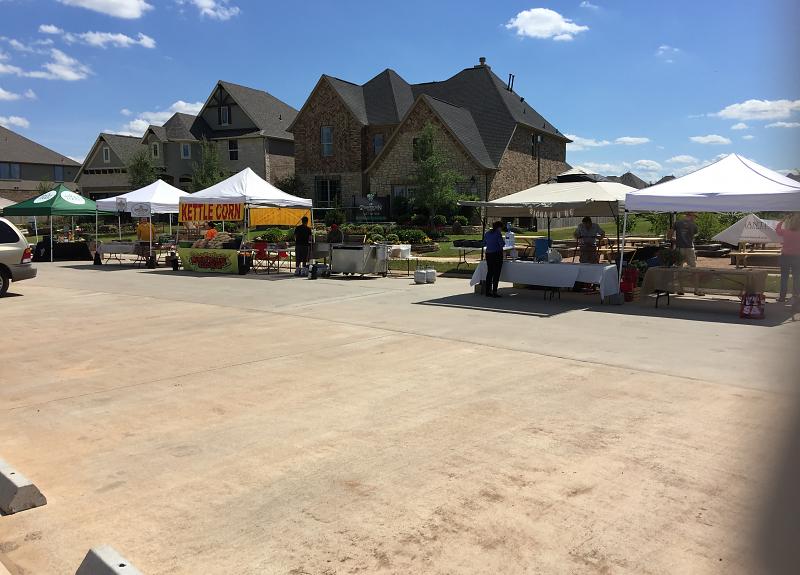 Harvest Green's Farmers Market in Fort Bend hosts local vendors and artisans.