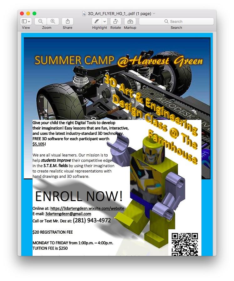 STEM Summer Camp Offers Fun in 3D, July 24-28