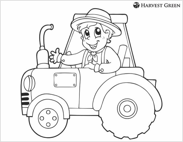 Harvest Green Coloring Kids Tractor
